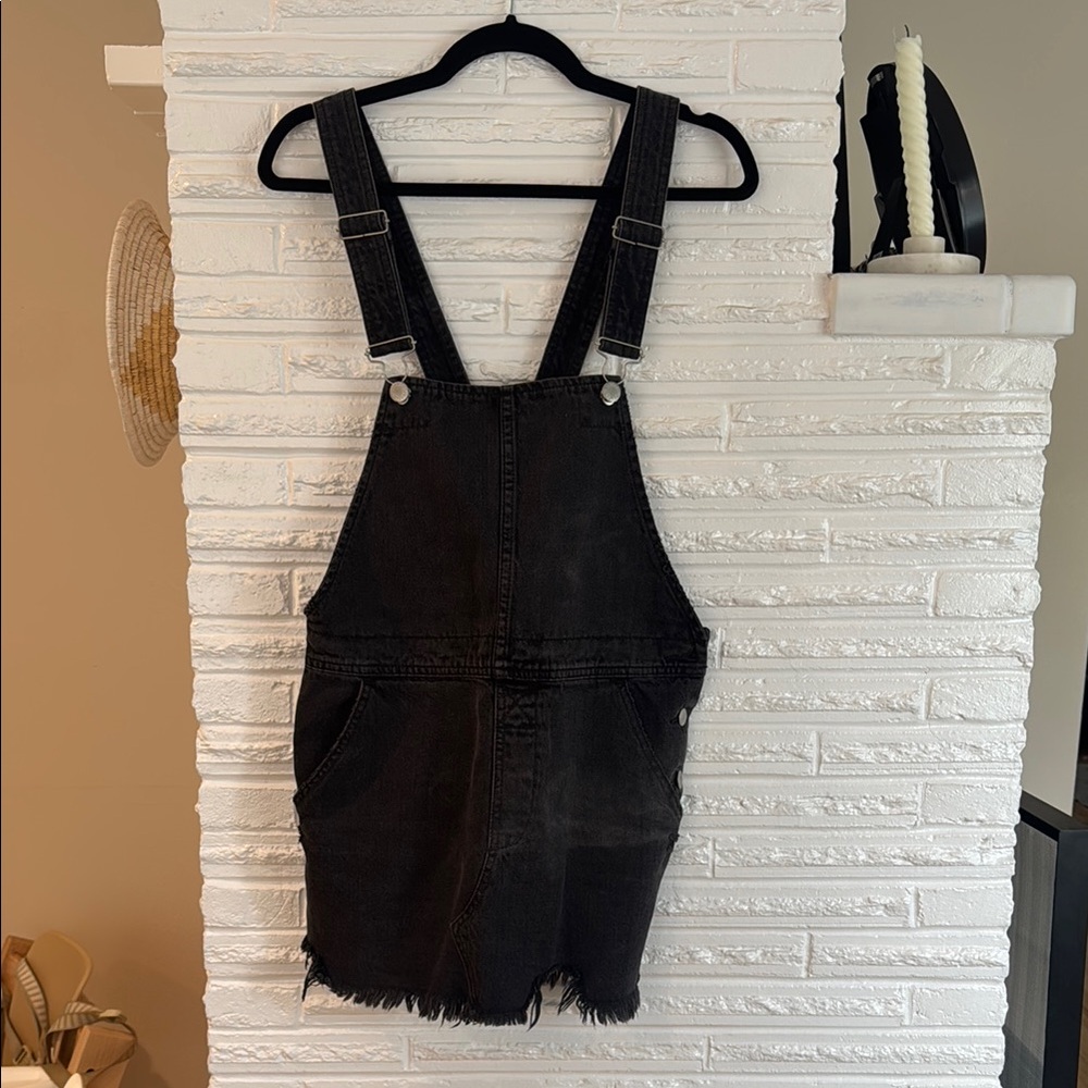 Free People Charcoal Denim Overalls